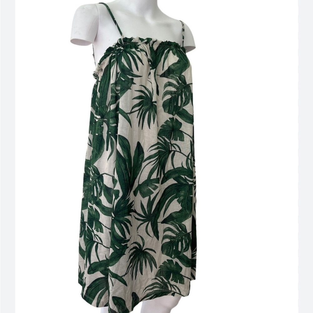 H&M Green Palm Print Tropical Flowy Dress Swim Cover-Up